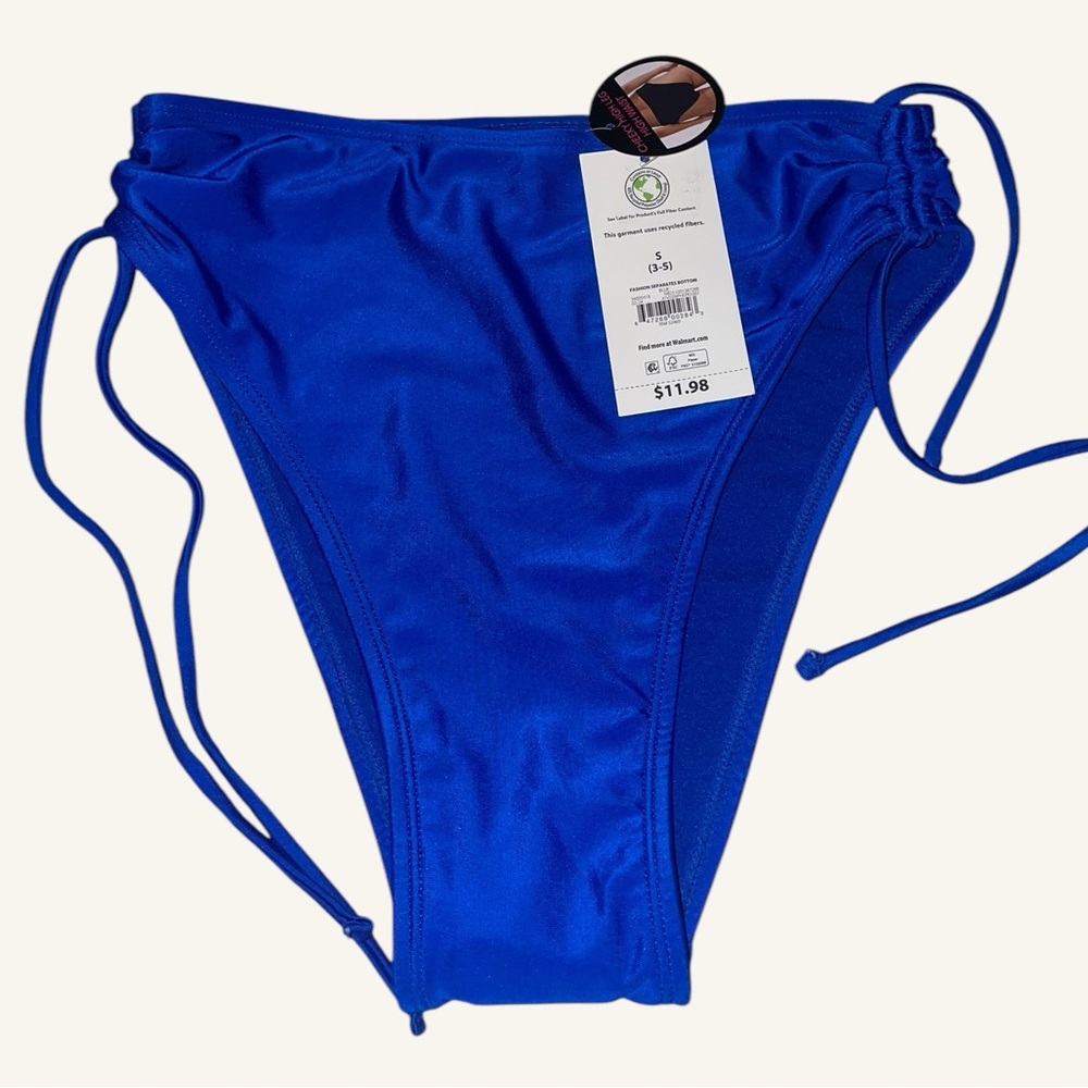 BNWT No Boundaries Vibrant Blue Bikini Bottom with Side Straps (Blue,Small(3-5))
